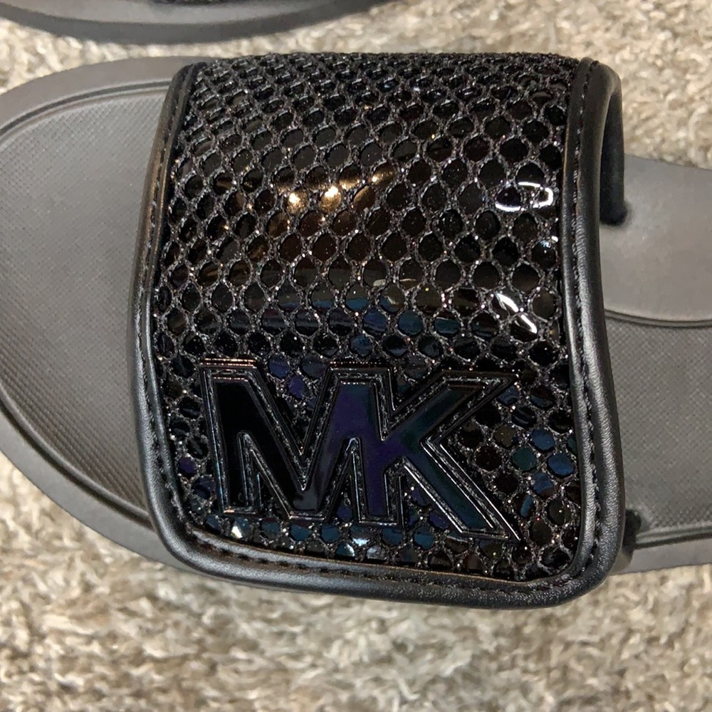 Michael Kors the MK Glitter Slides Black - Picture 7 of 10